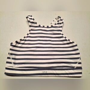 VSX Striped Sports Bra - Gray and White